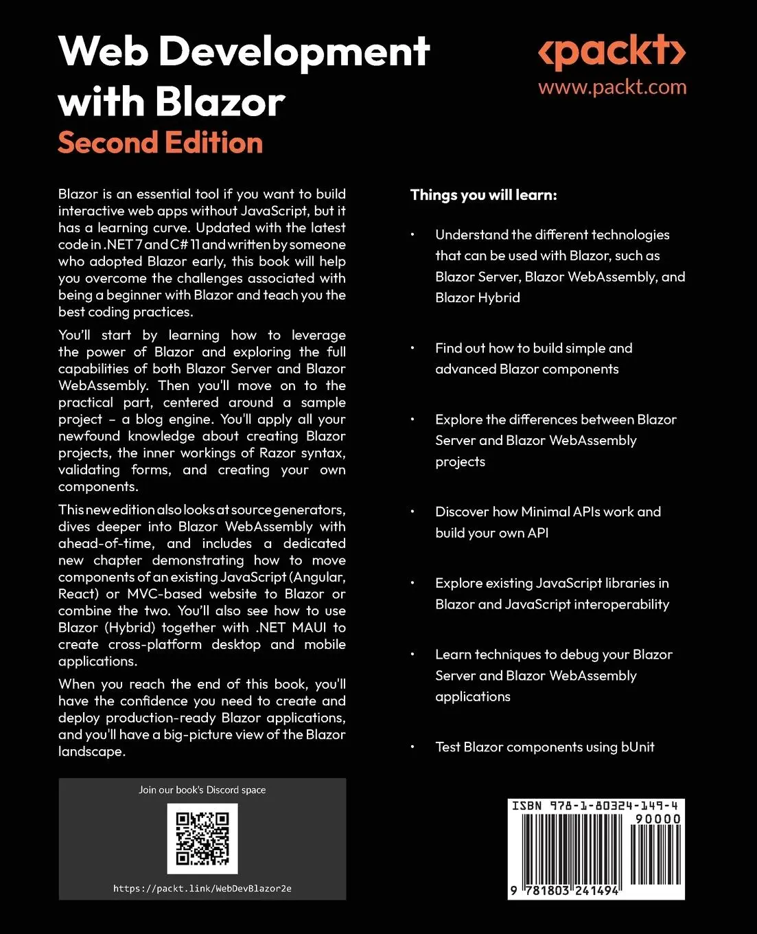 Rückseite: 9781803241494 | Web Development with Blazor - Second Edition | Jimmy Engström | Buch