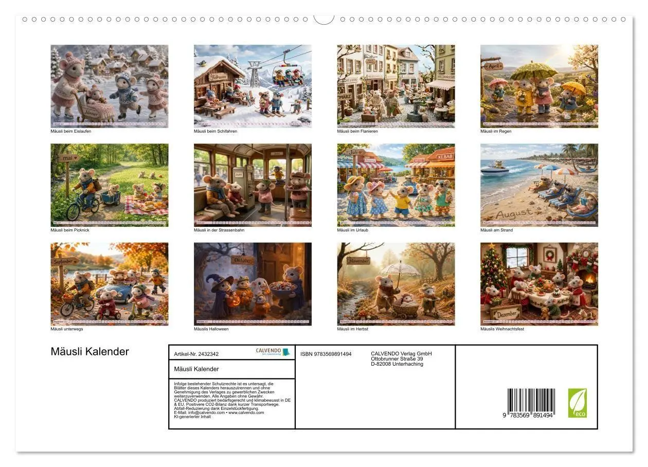 Bild: 9783569891494 | Mäusli Kalender (hochwertiger Premium Wandkalender 2027 DIN A2...