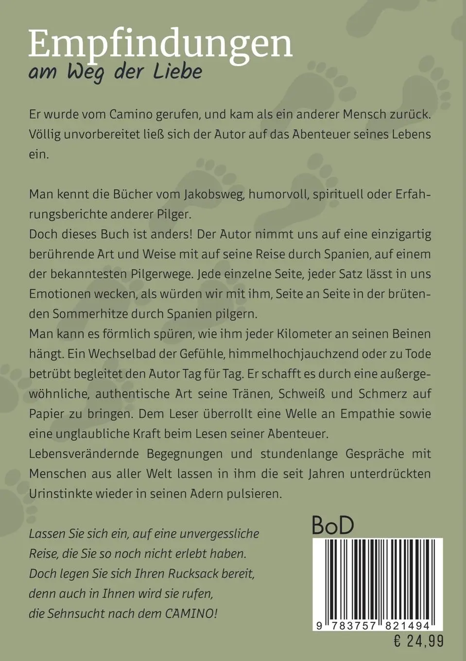 Rückseite: 9783757821494 | Empfindungen am Weg der Liebe | Bernhard Humer | Taschenbuch | 210 S.