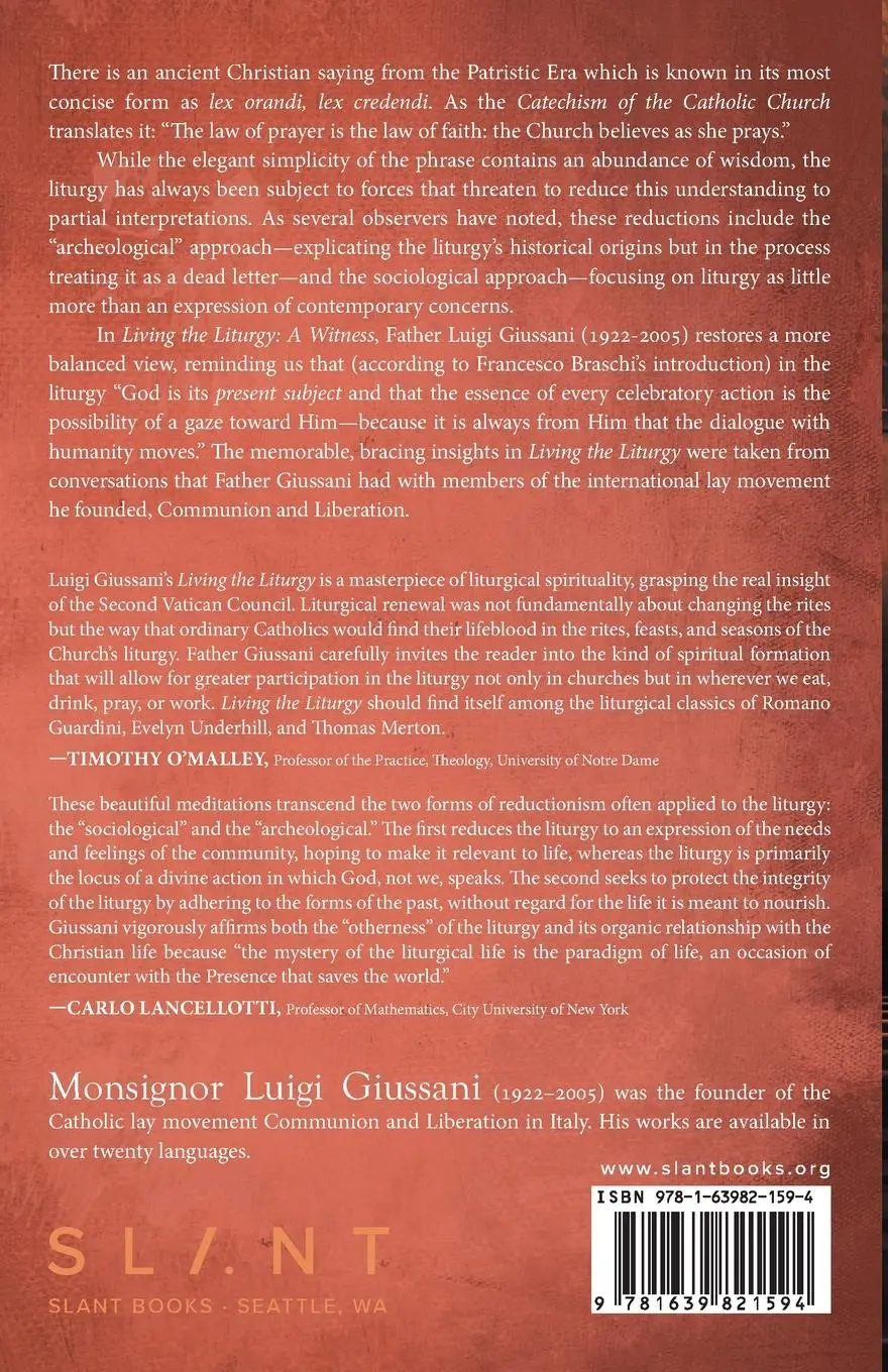 Rückseite: 9781639821594 | Living the Liturgy | A Witness | Luigi Giussani | Taschenbuch | 2024