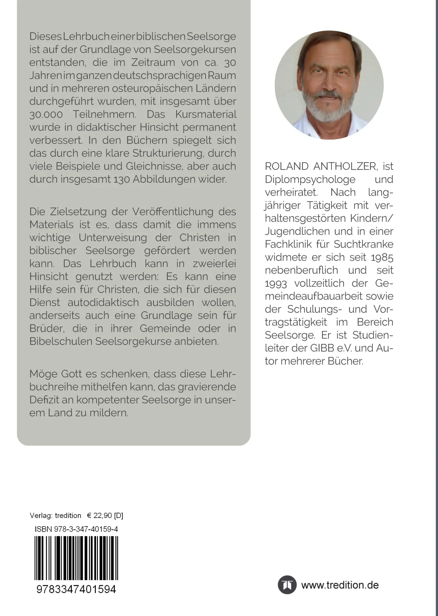 Rückseite: 9783347401594 | Lehrbuch Biblische Seelsorge | Roland Antholzer | Buch | 001 | 292 S.