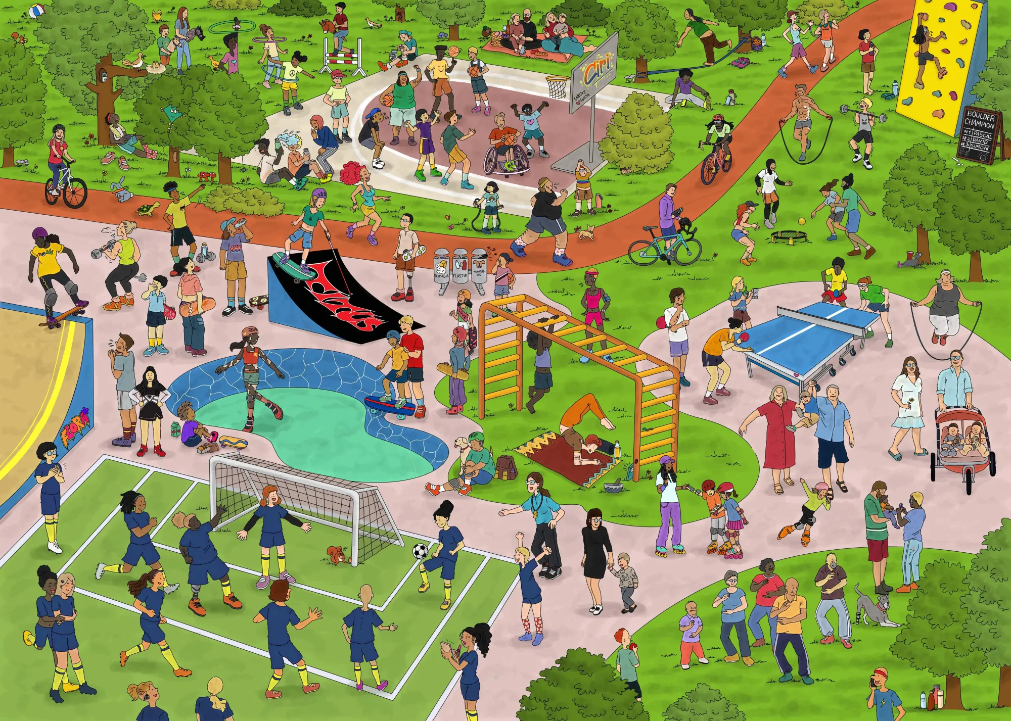 Bild: 9783982301594 | Mimis kunterbunter Sport | Vielfalt im Wimmelbuch | ulila Verlag