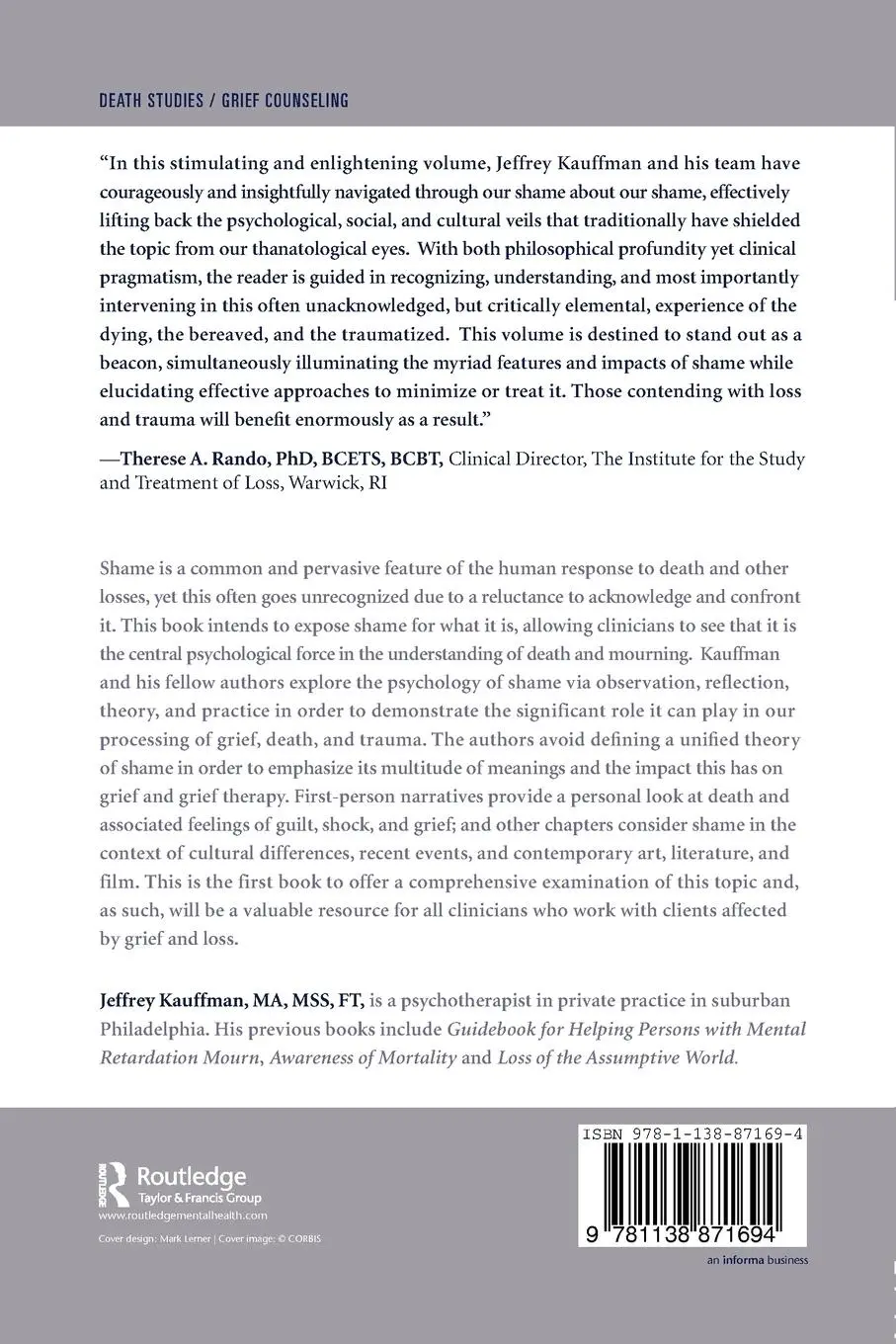Rückseite: 9781138871694 | The Shame of Death, Grief, and Trauma | Jeffrey Kauffman | Taschenbuch
