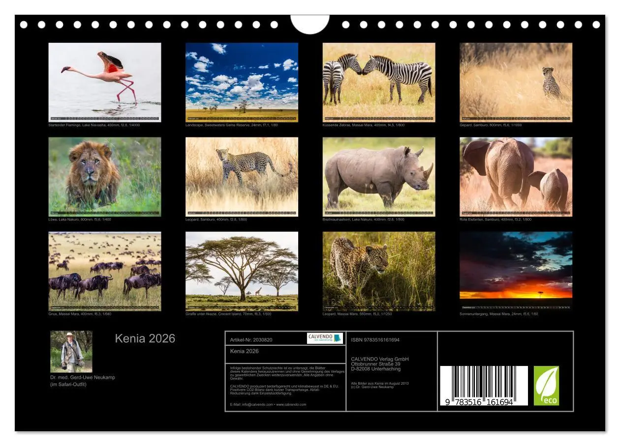 Bild: 9783516161694 | Kenia 2026 (Wandkalender 2026 DIN A4 quer), CALVENDO Monatskalender