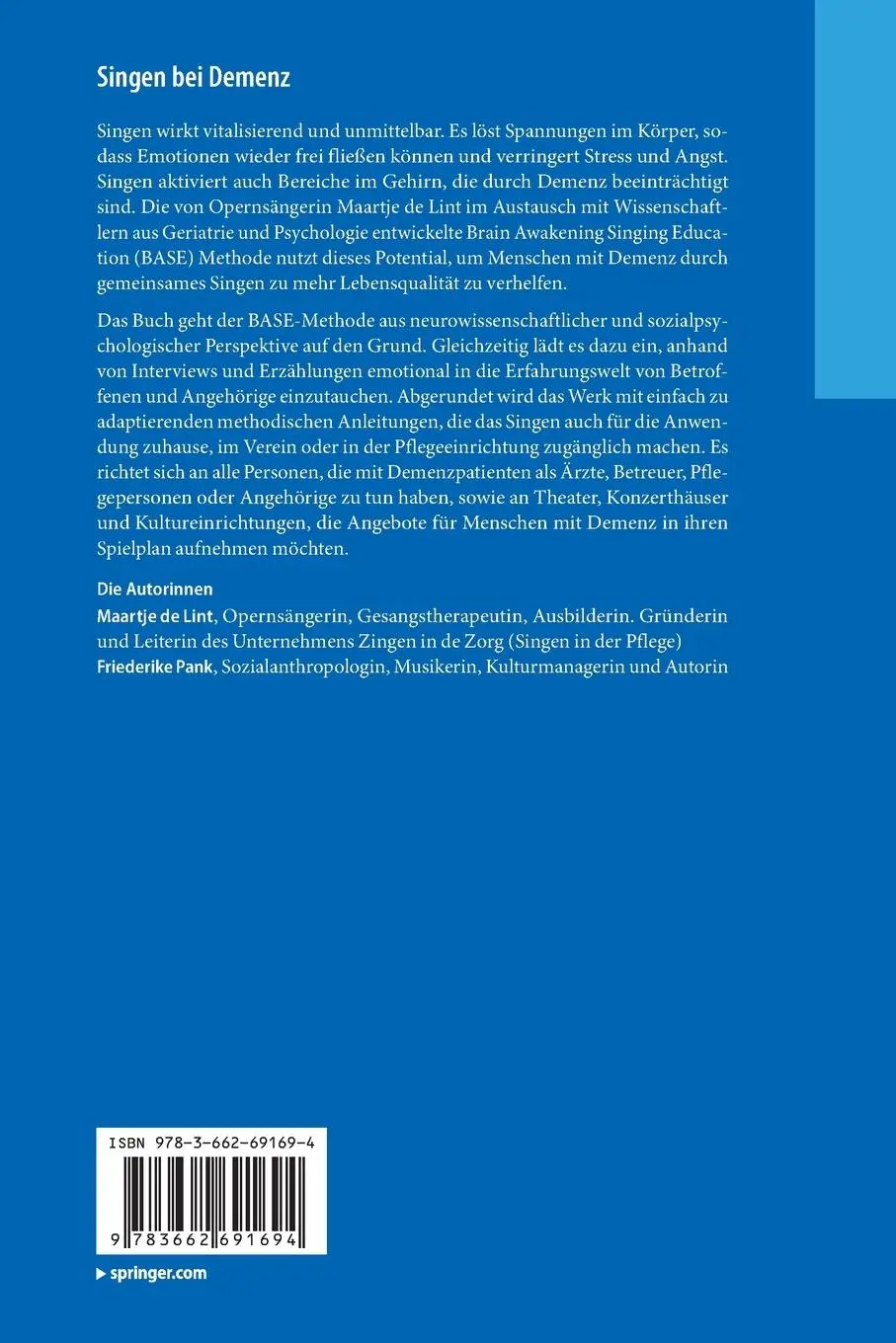 Rückseite: 9783662691694 | Singen bei Demenz | Friederike Pank (u. a.) | Taschenbuch | Paperback