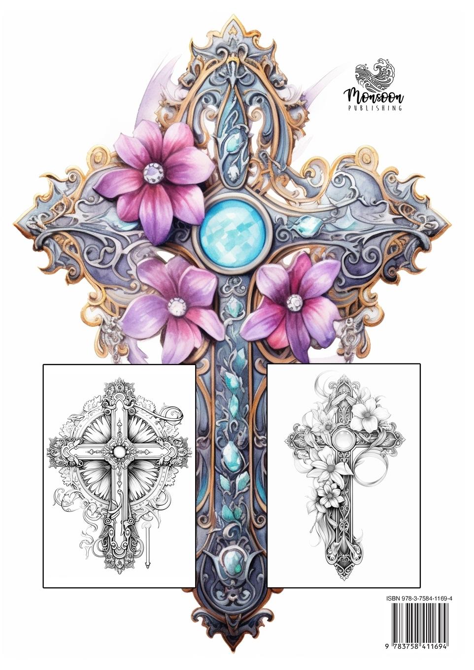 Rückseite: 9783758411694 | Crosses Coloring Book for Adults | Monsoon Publishing | Taschenbuch