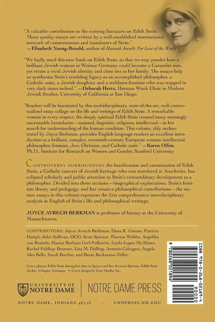 Rückseite: 9780268021894 | Contemplating Edith Stein | Joyce Avrech Berkman | Taschenbuch | 2004