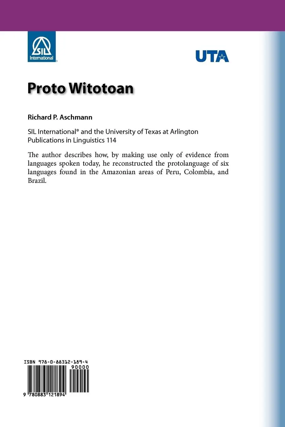 Rückseite: 9780883121894 | Proto Witotoan | Richard P. Aschmann | Taschenbuch | Englisch | 1993