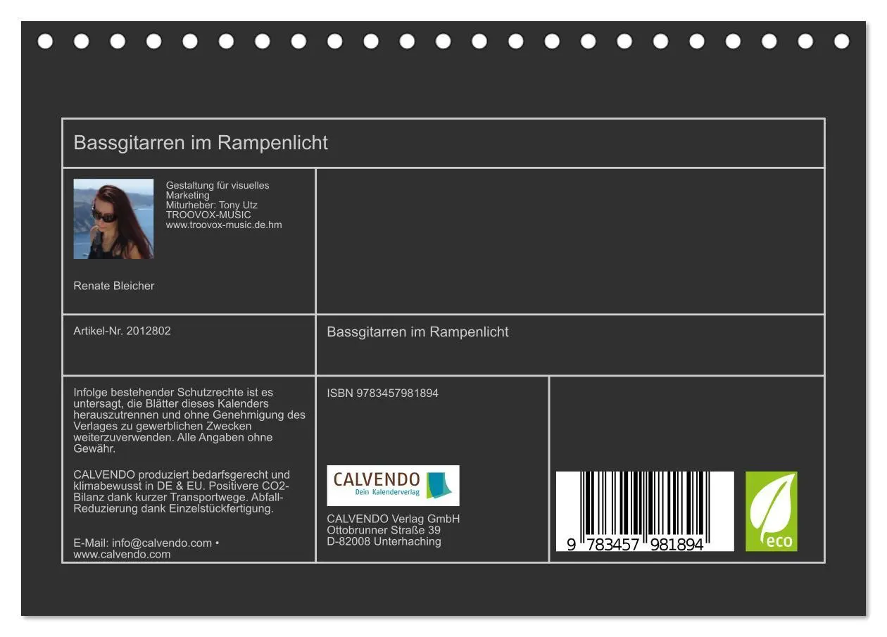Bild: 9783457981894 | Bassgitarren im Rampenlicht (Tischkalender 2026 DIN A5 quer),...