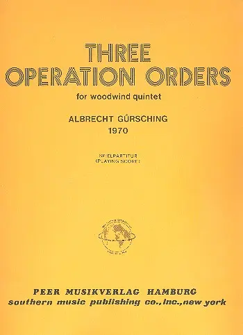 Cover: 9790500111894 | 3 Operation Orders | flute, oboe, clarinet, horn and bassoon