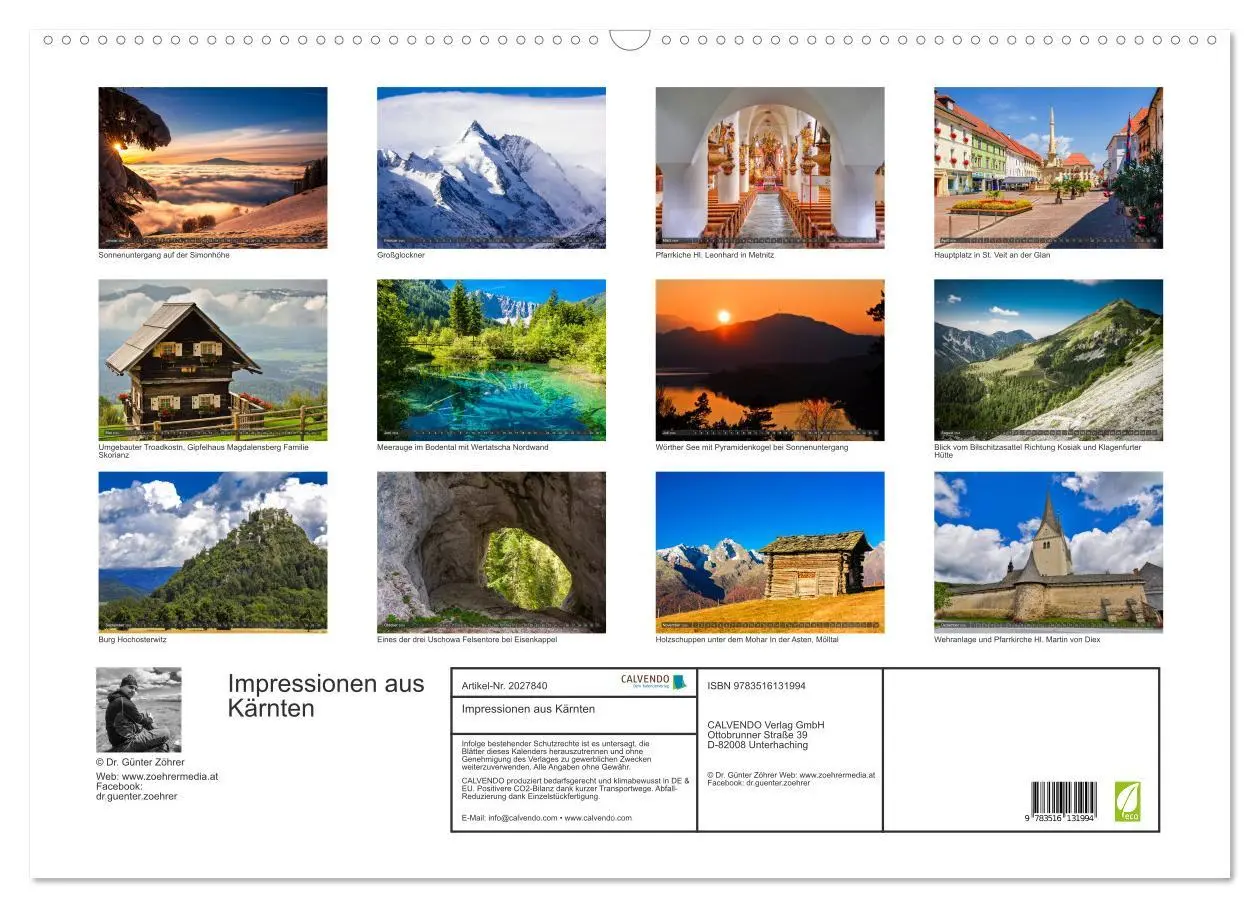 Bild: 9783516131994 | Impressionen aus Kärnten (Wandkalender 2026 DIN A2 quer), CALVENDO...