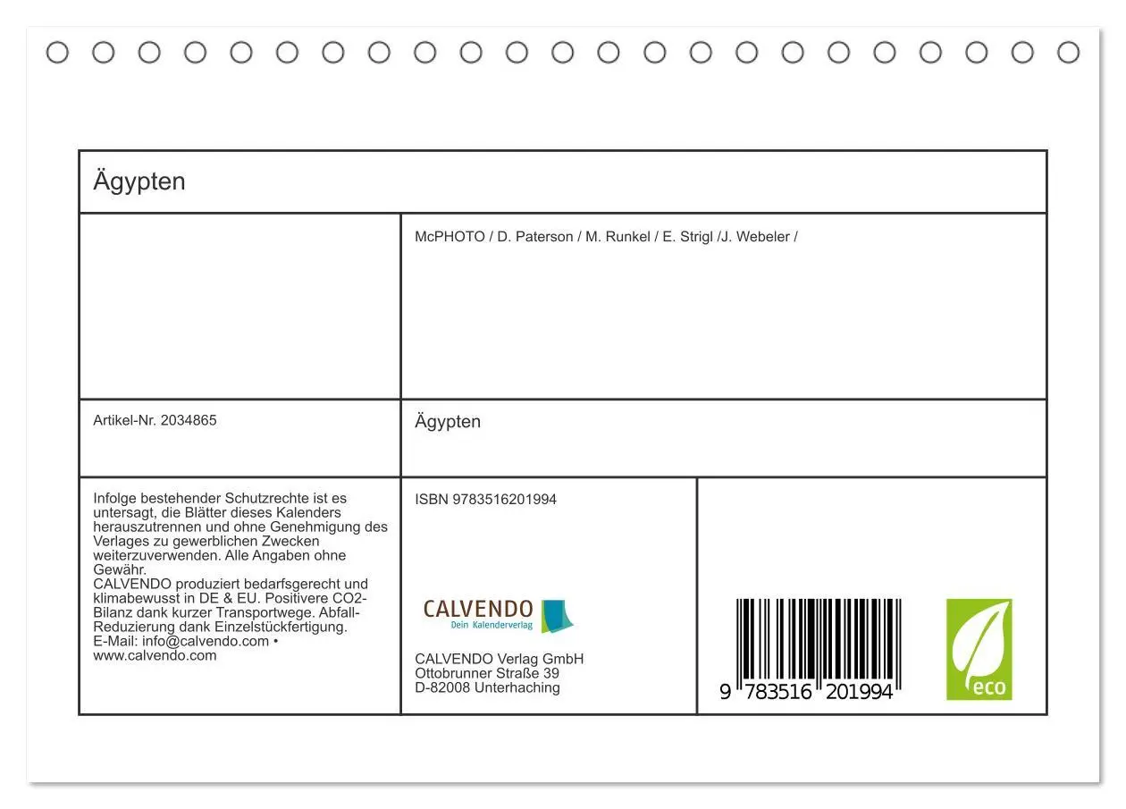 Bild: 9783516201994 | Ägypten (Tischkalender 2026 DIN A5 quer), CALVENDO Monatskalender