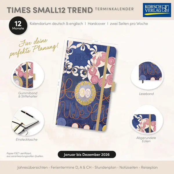 Bild: 9783731891994 | Buchkalender Times Small12 Trend Hilma af Klint 2026 | Verlag Korsch