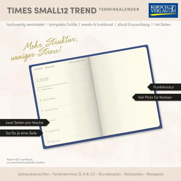 Bild: 9783731891994 | Buchkalender Times Small12 Trend Hilma af Klint 2026 | Verlag Korsch