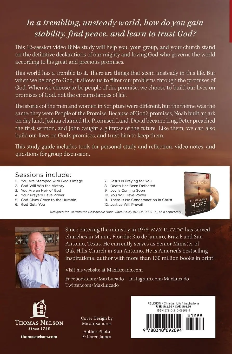 Rückseite: 9780310092094 | Unshakable Hope Study Guide | Max Lucado | Taschenbuch | Englisch