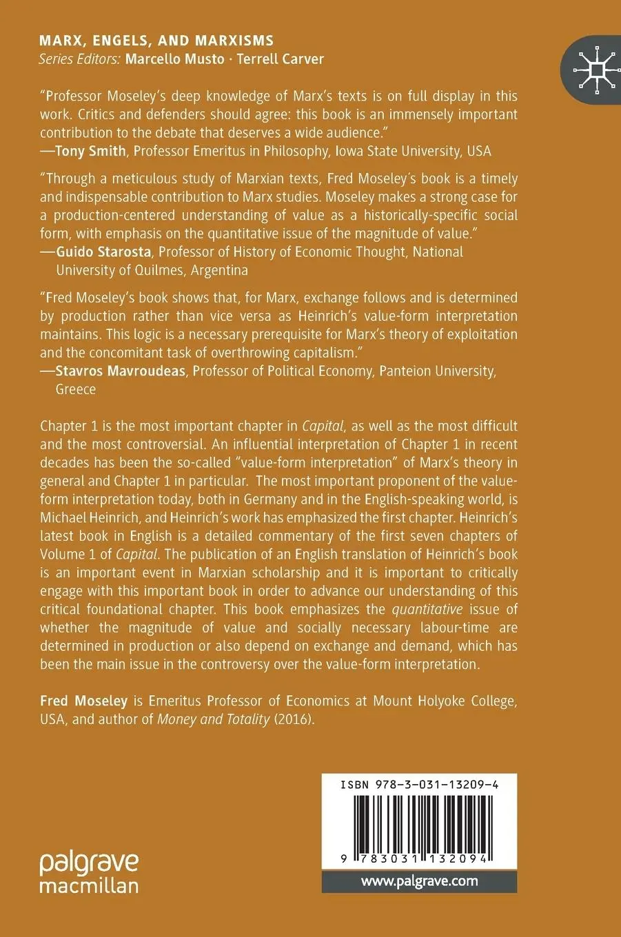 Rückseite: 9783031132094 | Marx's Theory of Value in Chapter 1 of Capital | Fred Moseley | Buch