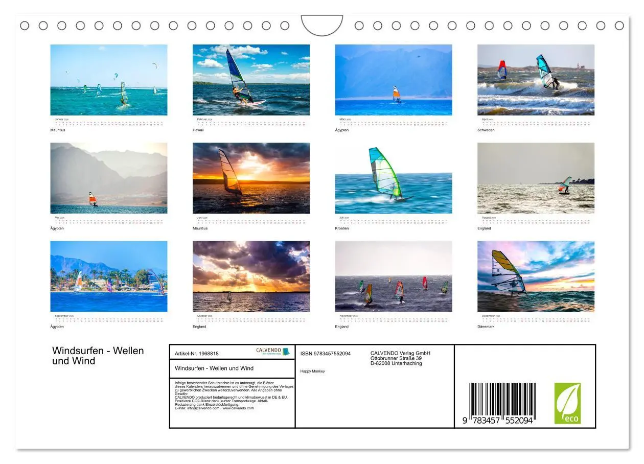 Bild: 9783457552094 | Windsurfen - Wellen und Wind (Wandkalender 2026 DIN A4 quer),...