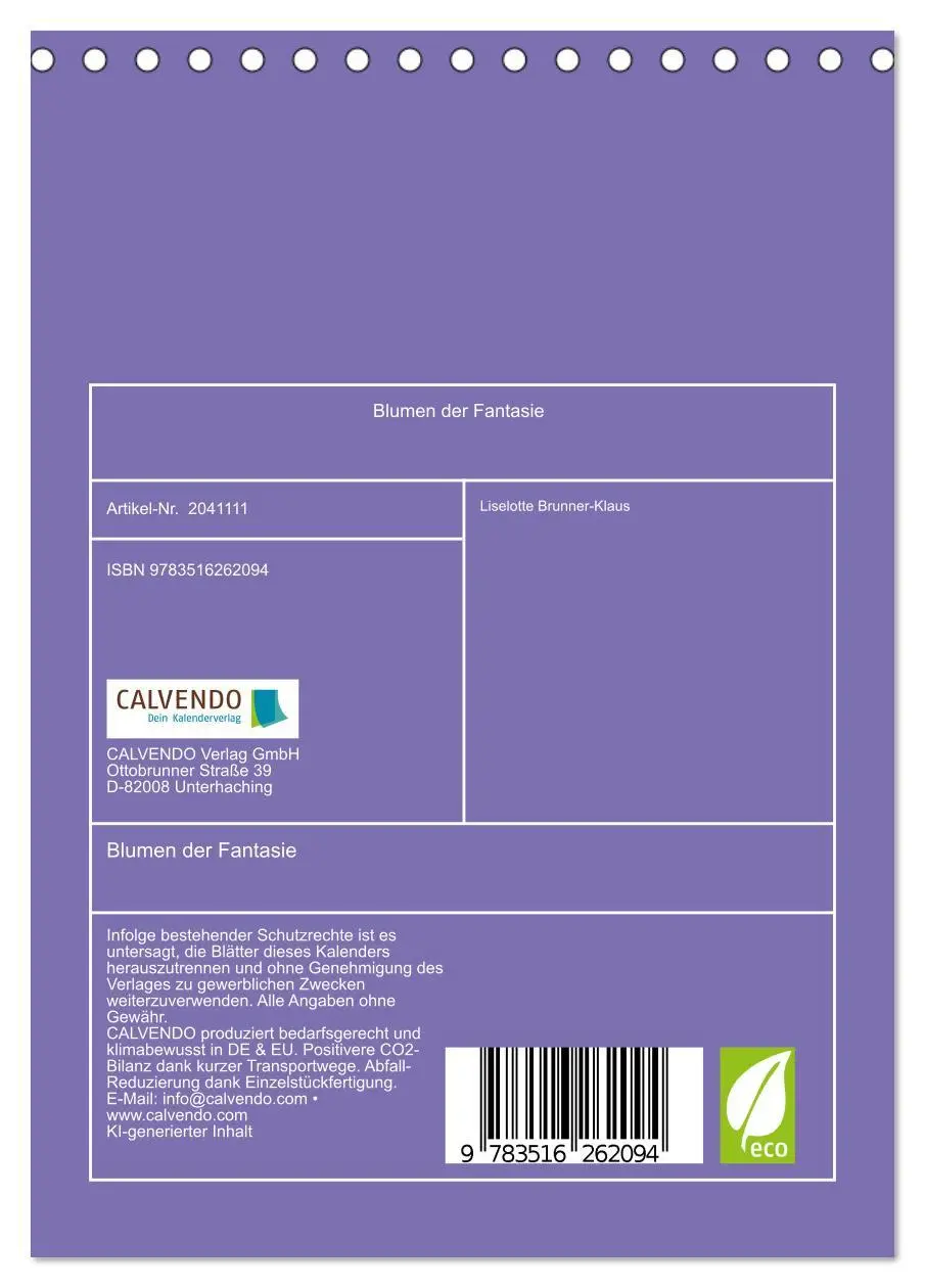 Bild: 9783516262094 | Blumen der Fantasie (Tischkalender 2026 DIN A5 hoch), CALVENDO...