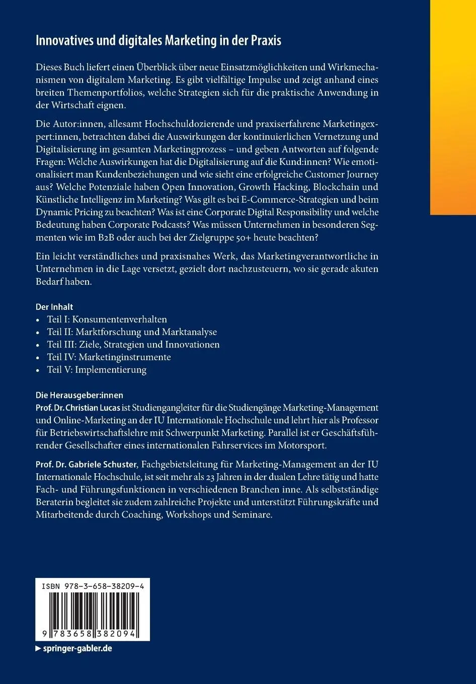 Rückseite: 9783658382094 | Innovatives und digitales Marketing in der Praxis | Schuster (u. a.)