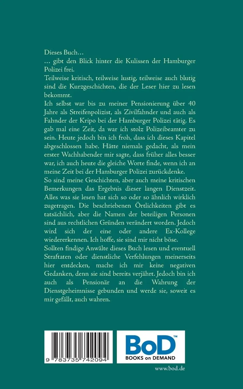 Rückseite: 9783735742094 | Einsatz in Hamburg | Geschichten aus dem Polizeialltag | Frank Laube