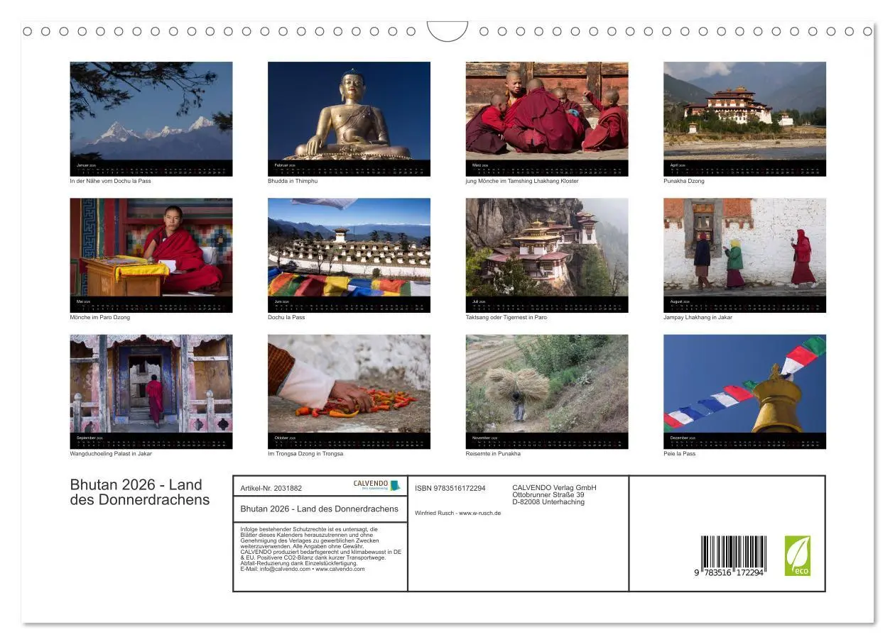 Bild: 9783516172294 | Bhutan 2026 - Land des Donnerdrachens (Wandkalender 2026 DIN A3...