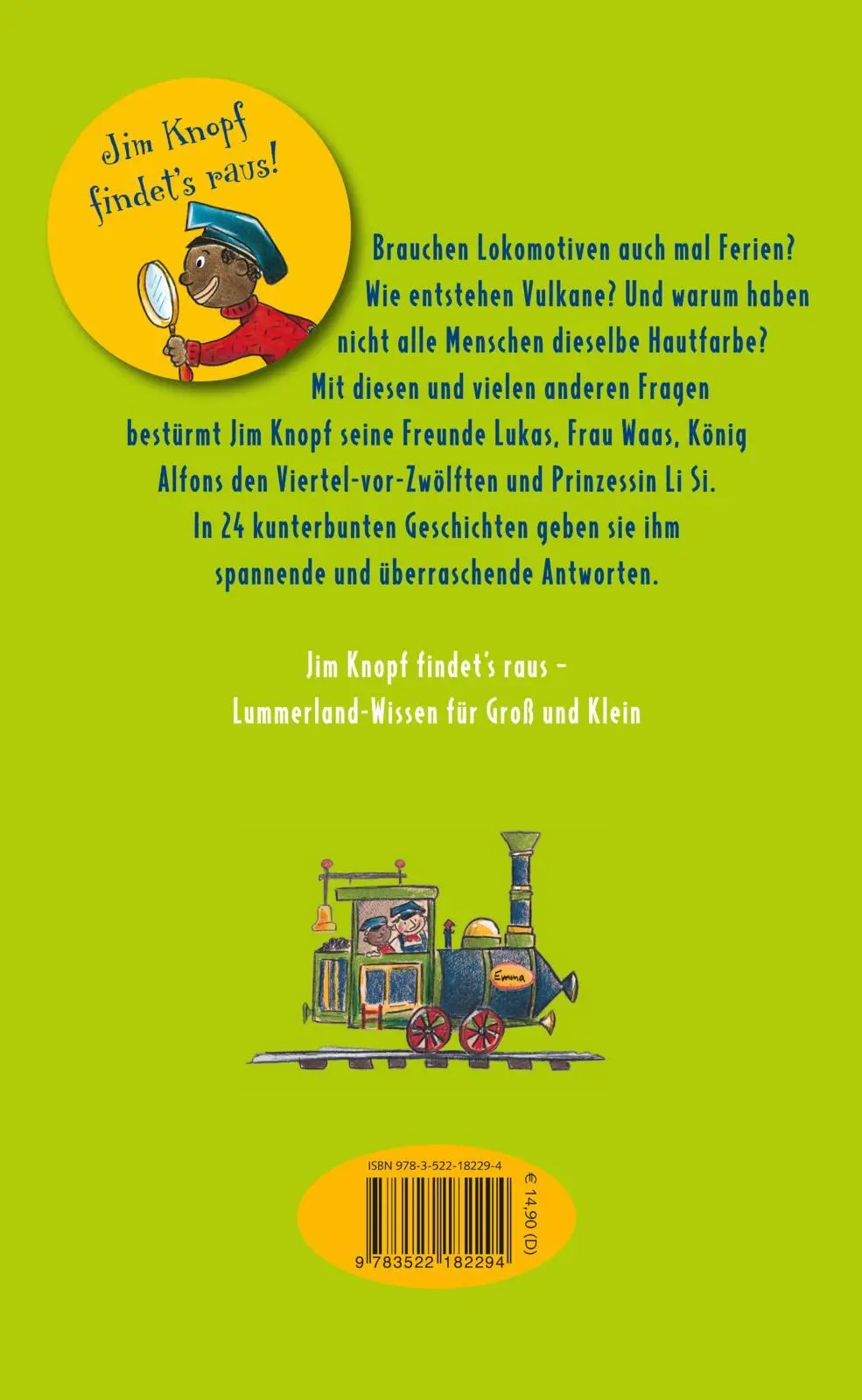 Rückseite: 9783522182294 | Jim Knopf findet's raus - Alles über Lokomotiven, Vulkane und...