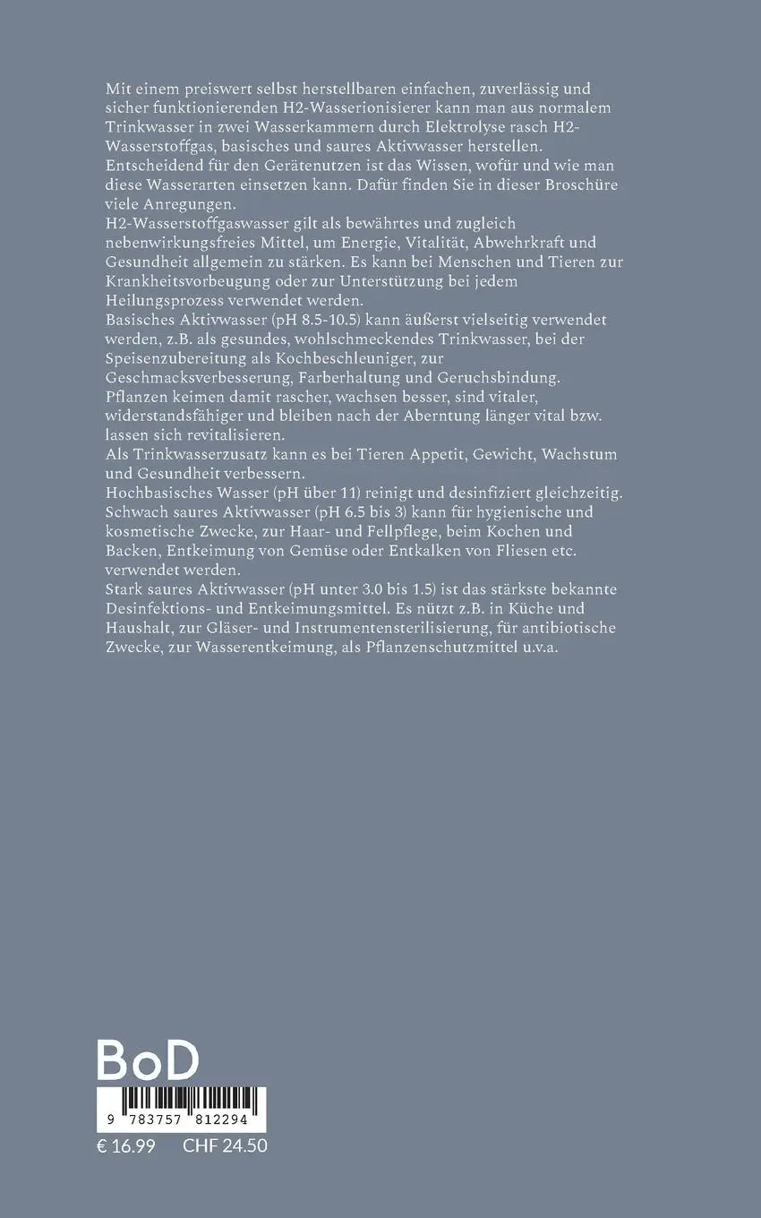 Rückseite: 9783757812294 | H2-Wasserionisierer selbst herstellen | Gerd Gutemann | Taschenbuch