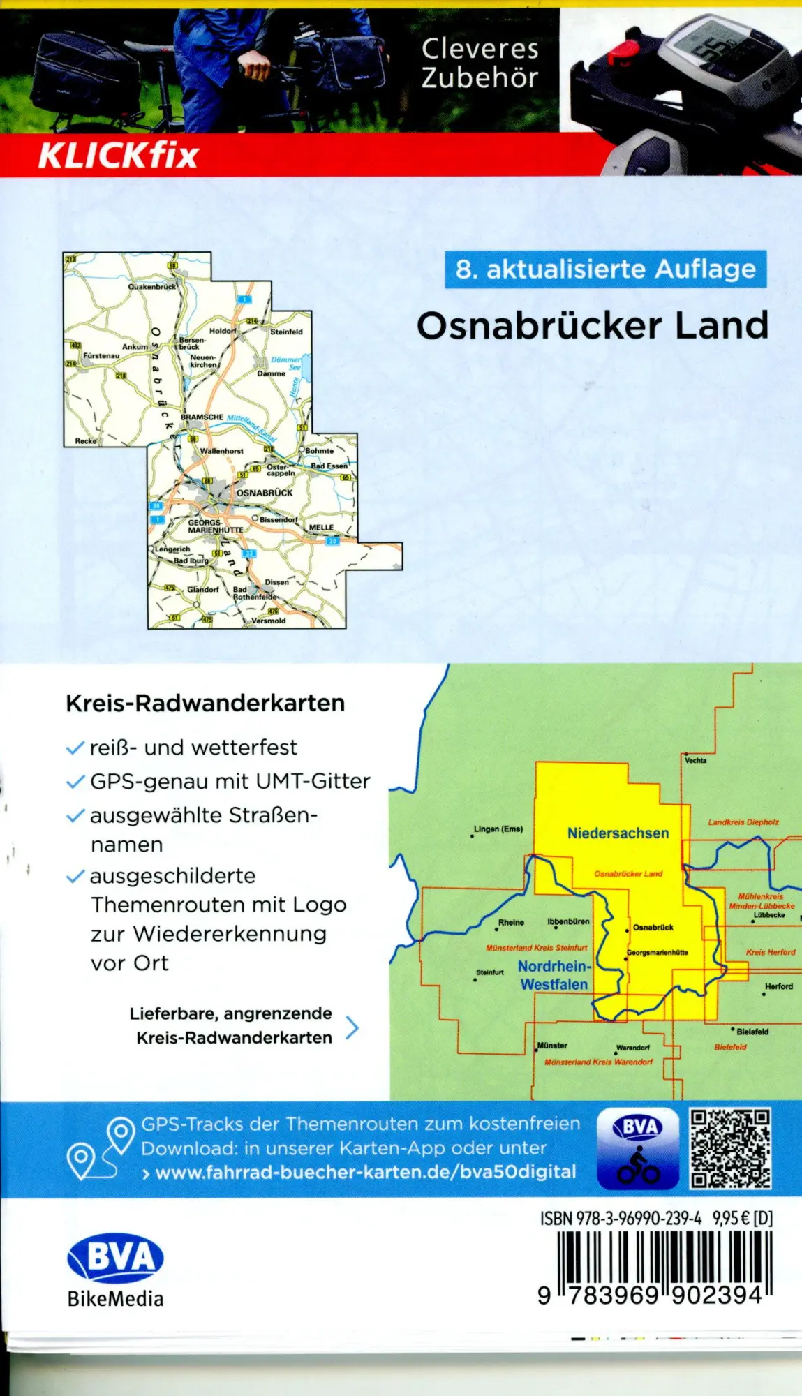 Bild: 9783969902394 | BVA Radwanderkarte Osnabrücker Land 1:60.000 | GmbH (u. a.) | Deutsch