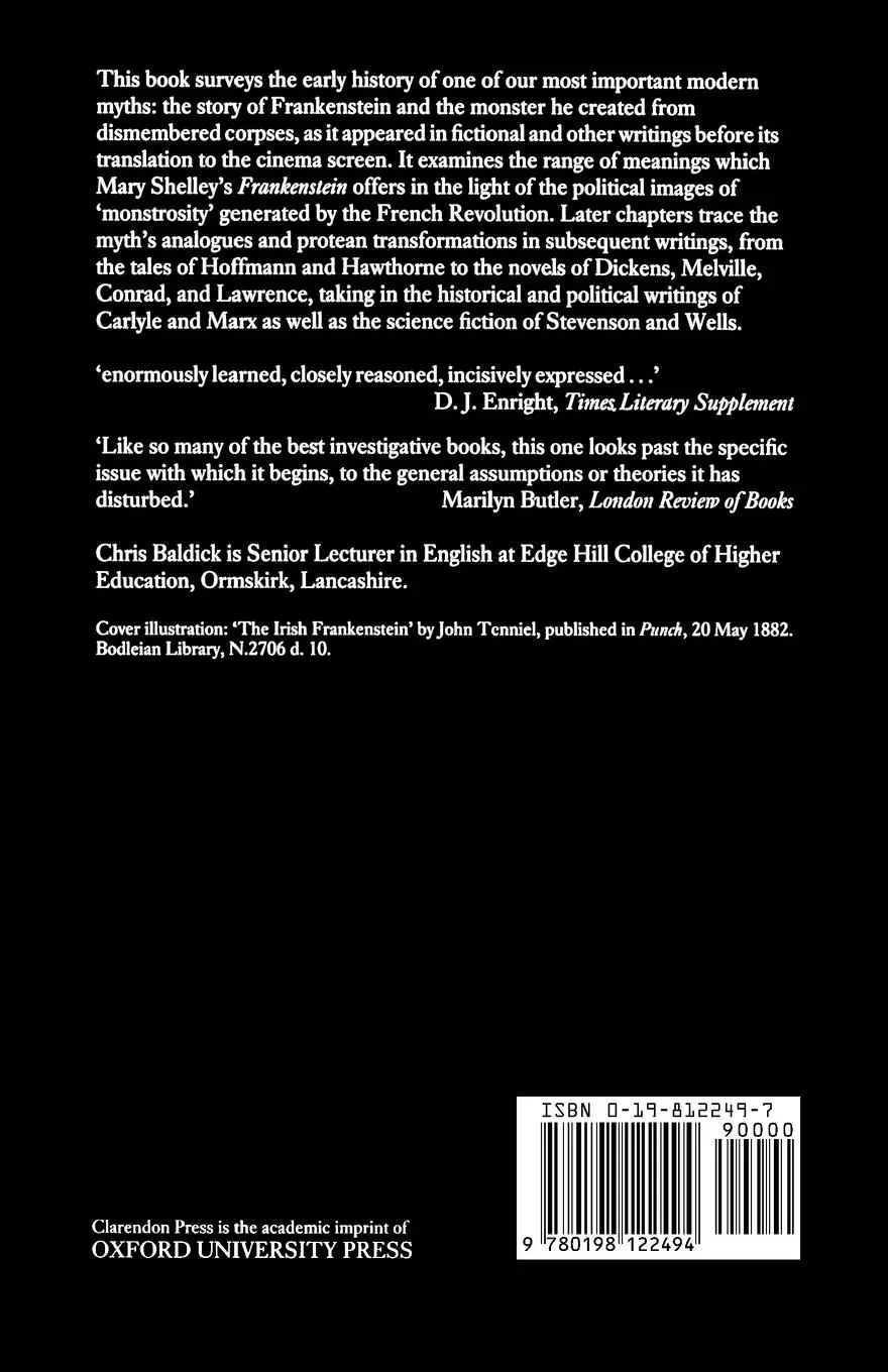 Rückseite: 9780198122494 | In Frankenstein's Shadow | Chris Baldick | Taschenbuch | Englisch