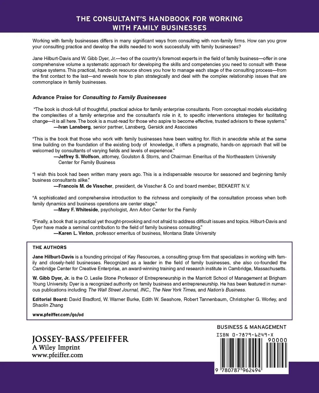 Rückseite: 9780787962494 | Consulting to Family Businesses | Jane Hilburt-Davis (u. a.) | Buch