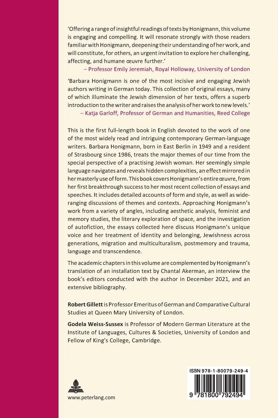 Rückseite: 9781800792494 | Barbara Honigmann | Robert Gillett (u. a.) | Taschenbuch | 262 S.