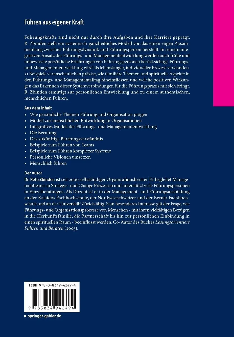 Rückseite: 9783834942494 | Führen aus eigener Kraft | Reto Zbinden | Taschenbuch | xi | Deutsch