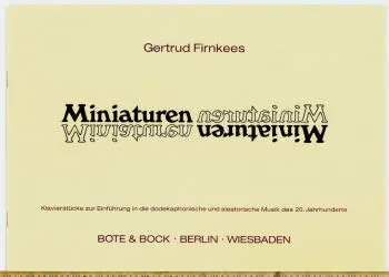 Cover: 9790202512494 | Miniatures | Gertrud Firnkees | Buch | Bote und Bock