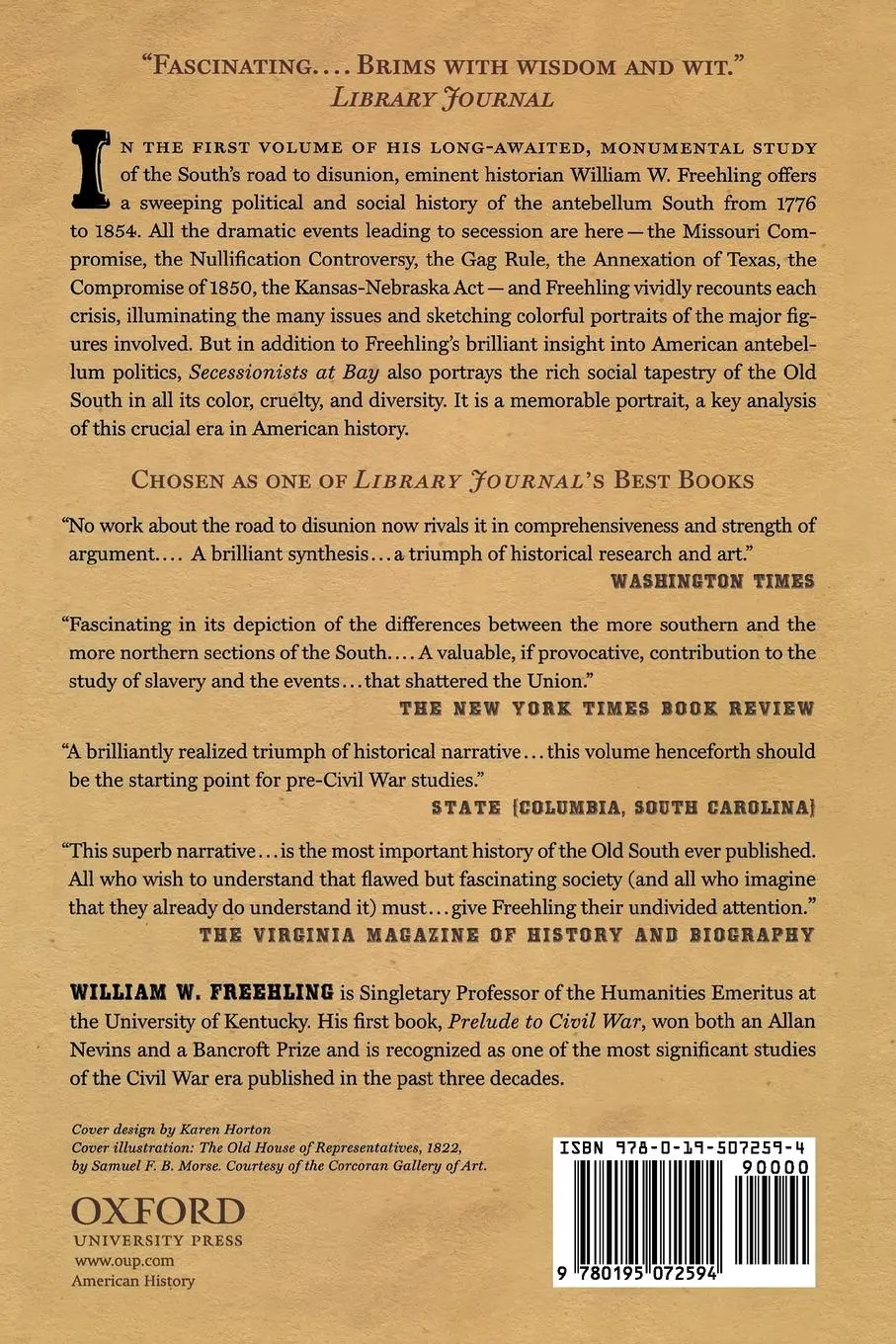 Rückseite: 9780195072594 | The Road to Disunion | Secessionists at Bay, 1776-1854: Volume I