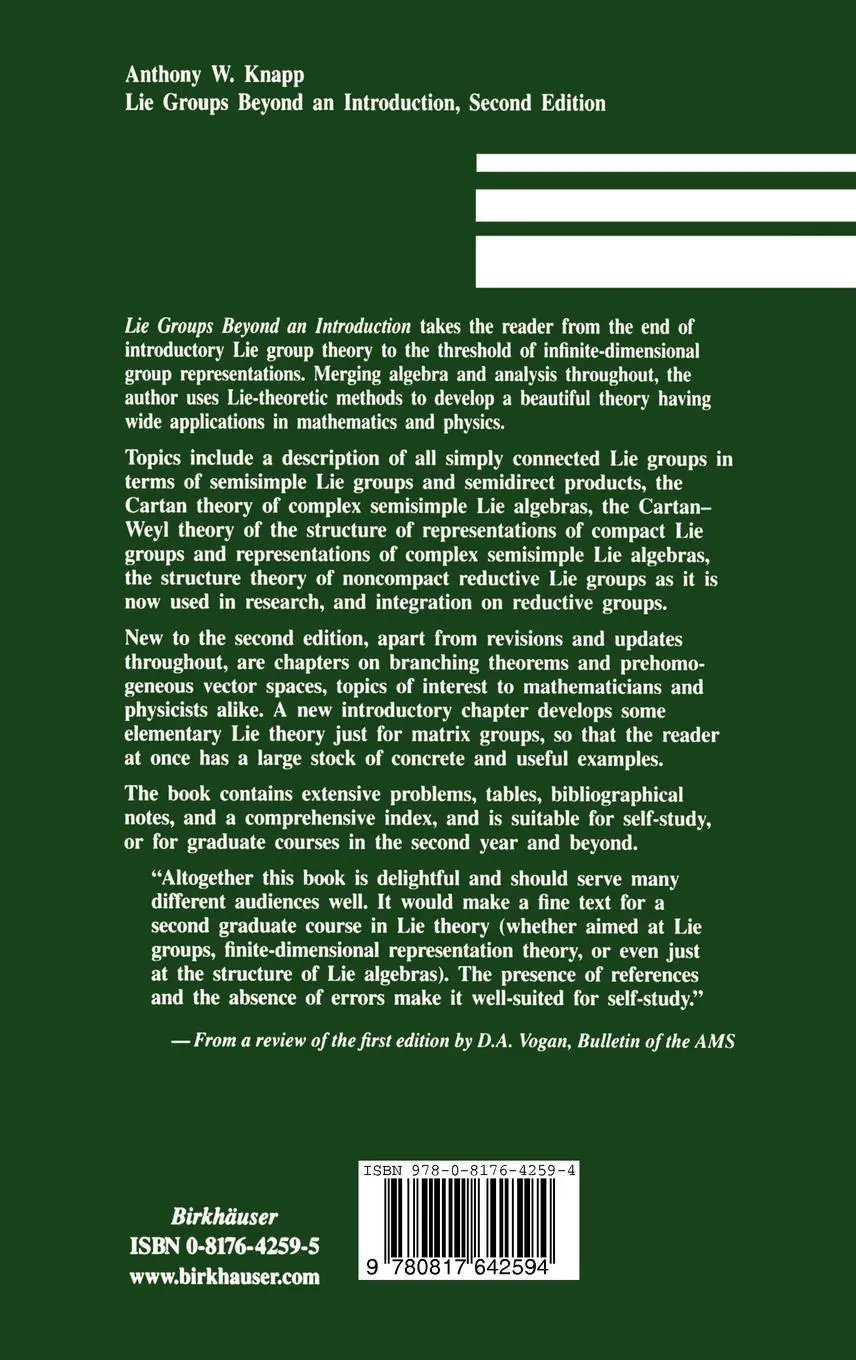 Rückseite: 9780817642594 | Lie Groups | Beyond an Introduction | Anthony W. Knapp | Buch | xviii