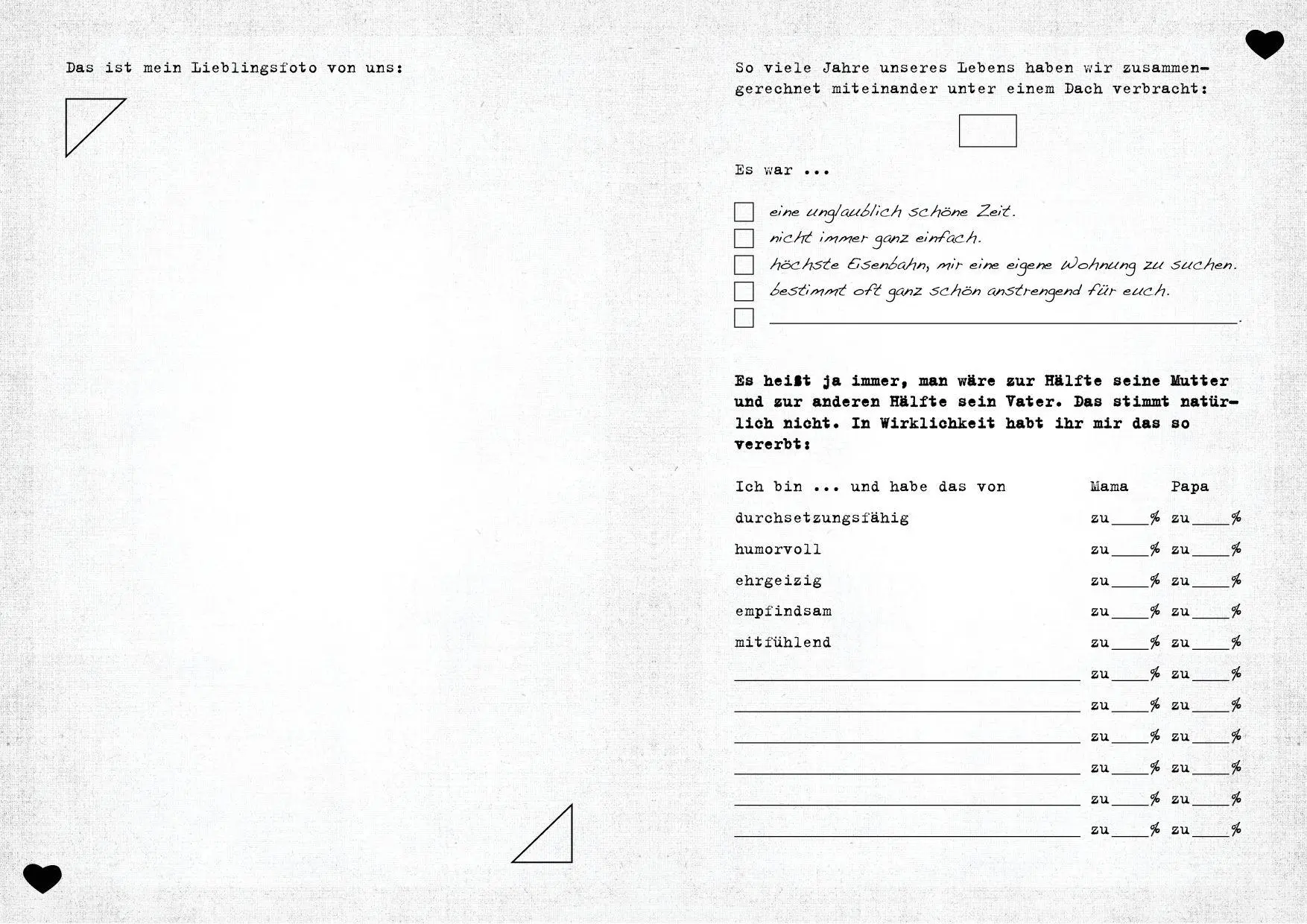 Bild: 9783742312594 | Was ich an euch liebe, Eltern | Zum Ausfüllen und Verschenken | Buch