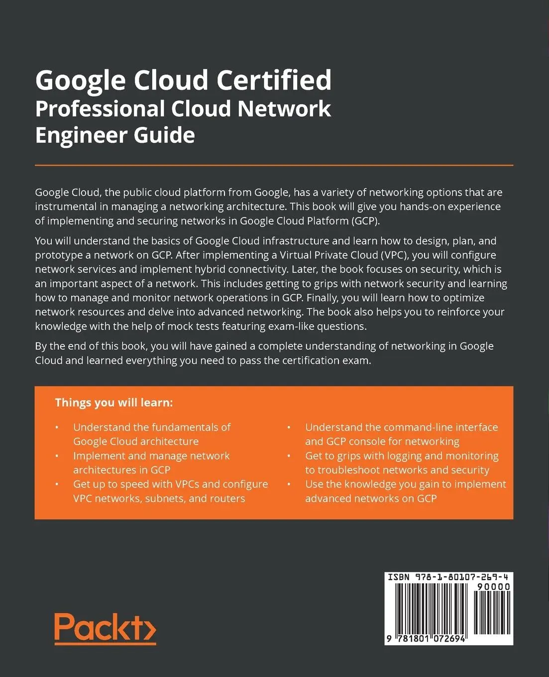 Rückseite: 9781801072694 | Google Cloud Certified Professional Cloud Network Engineer Guide