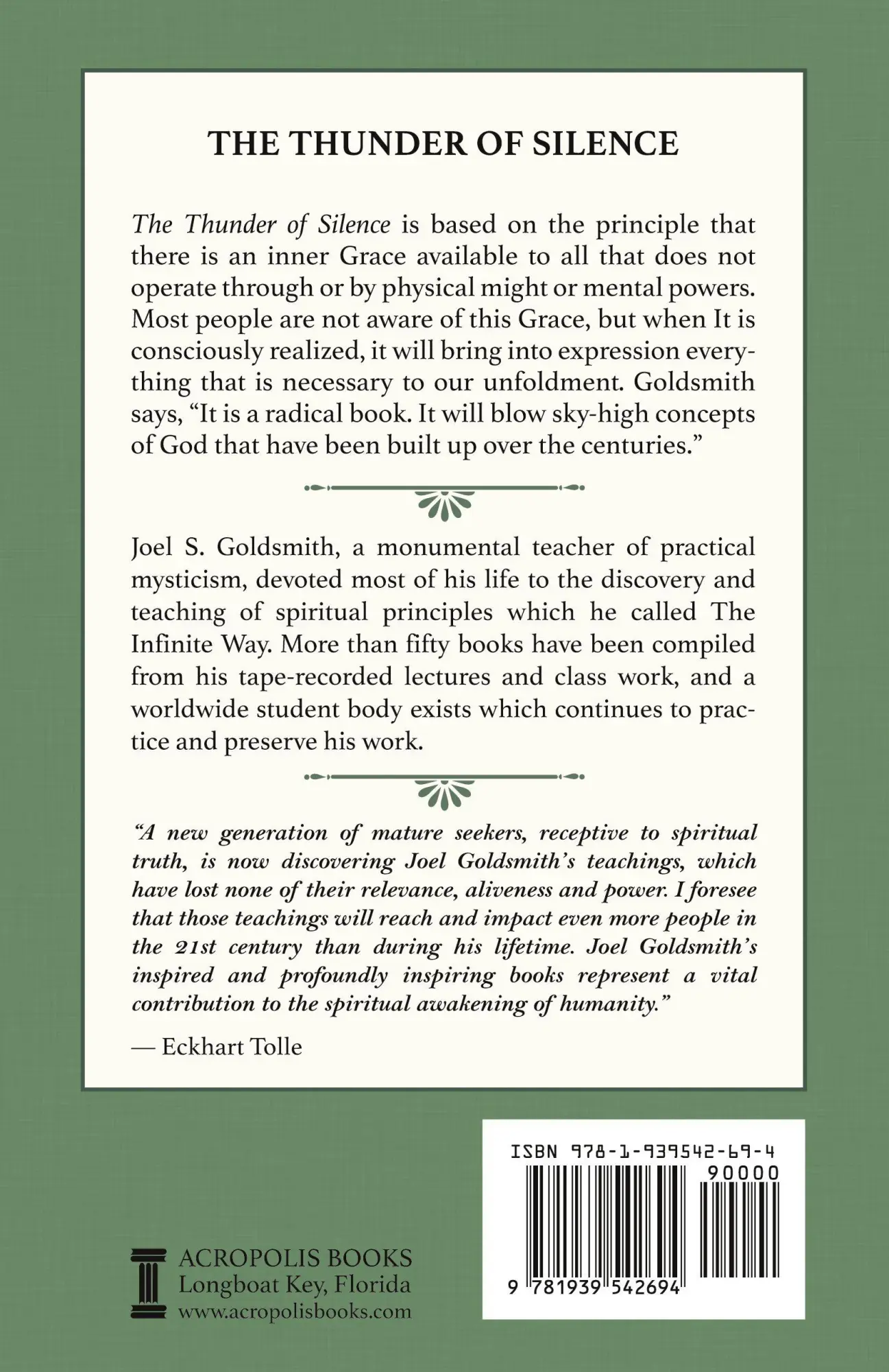 Rückseite: 9781939542694 | The Thunder of Silence | Joel S. Goldsmith | Taschenbuch | Englisch