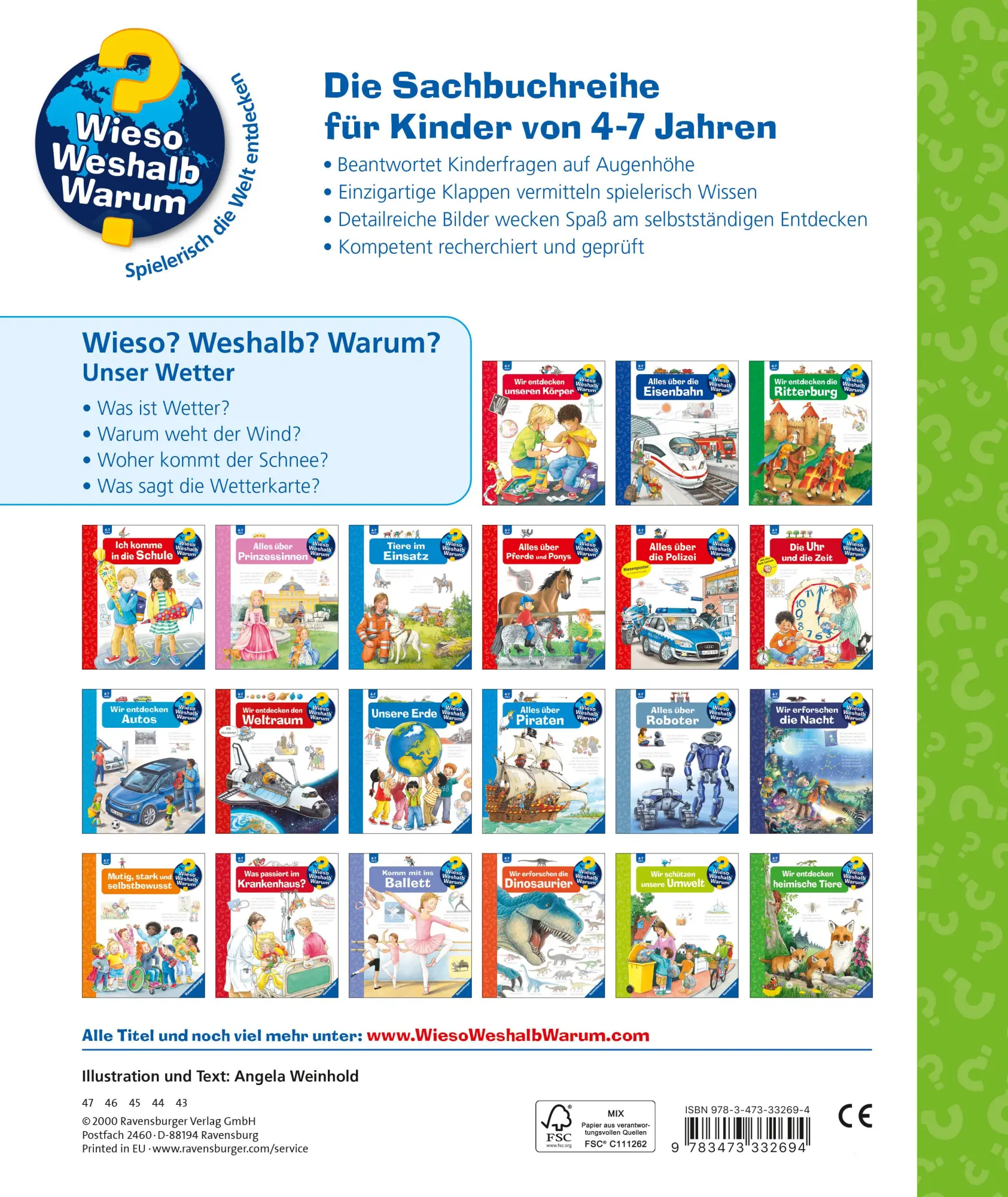 Rückseite: 9783473332694 | Wieso? Weshalb? Warum?, Band 10: Unser Wetter | Angela Weinhold | Buch