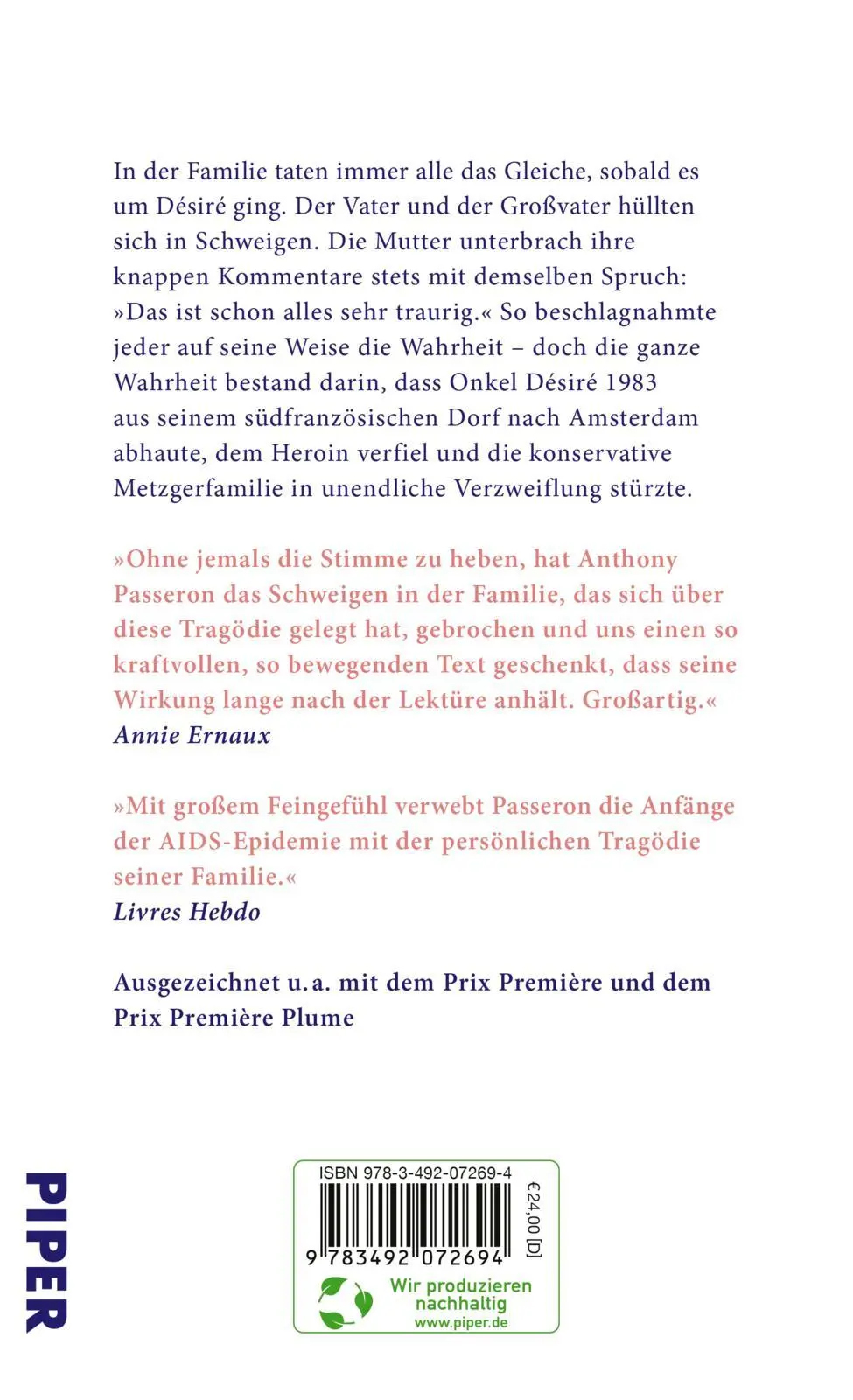 Rückseite: 9783492072694 | Die Schlafenden | Anthony Passeron | Buch | 256 S. | Deutsch | 2024