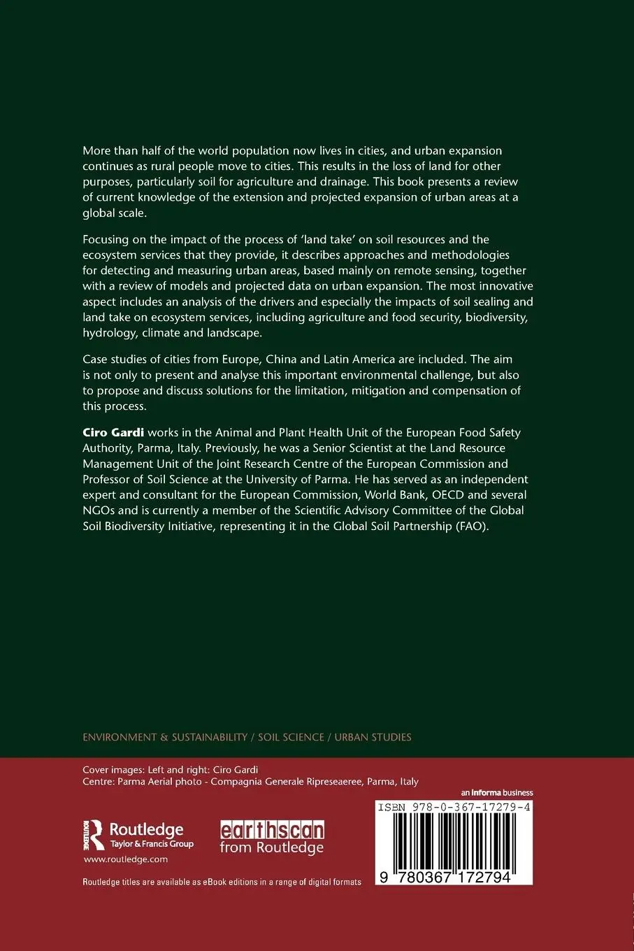 Rückseite: 9780367172794 | Urban Expansion, Land Cover and Soil Ecosystem Services | Ciro Gardi