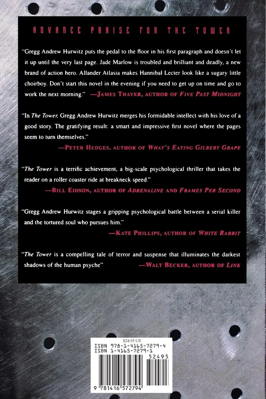 Rückseite: 9781416572794 | The Tower | Gregg Andrew Hurwitz | Taschenbuch | Englisch | 2007