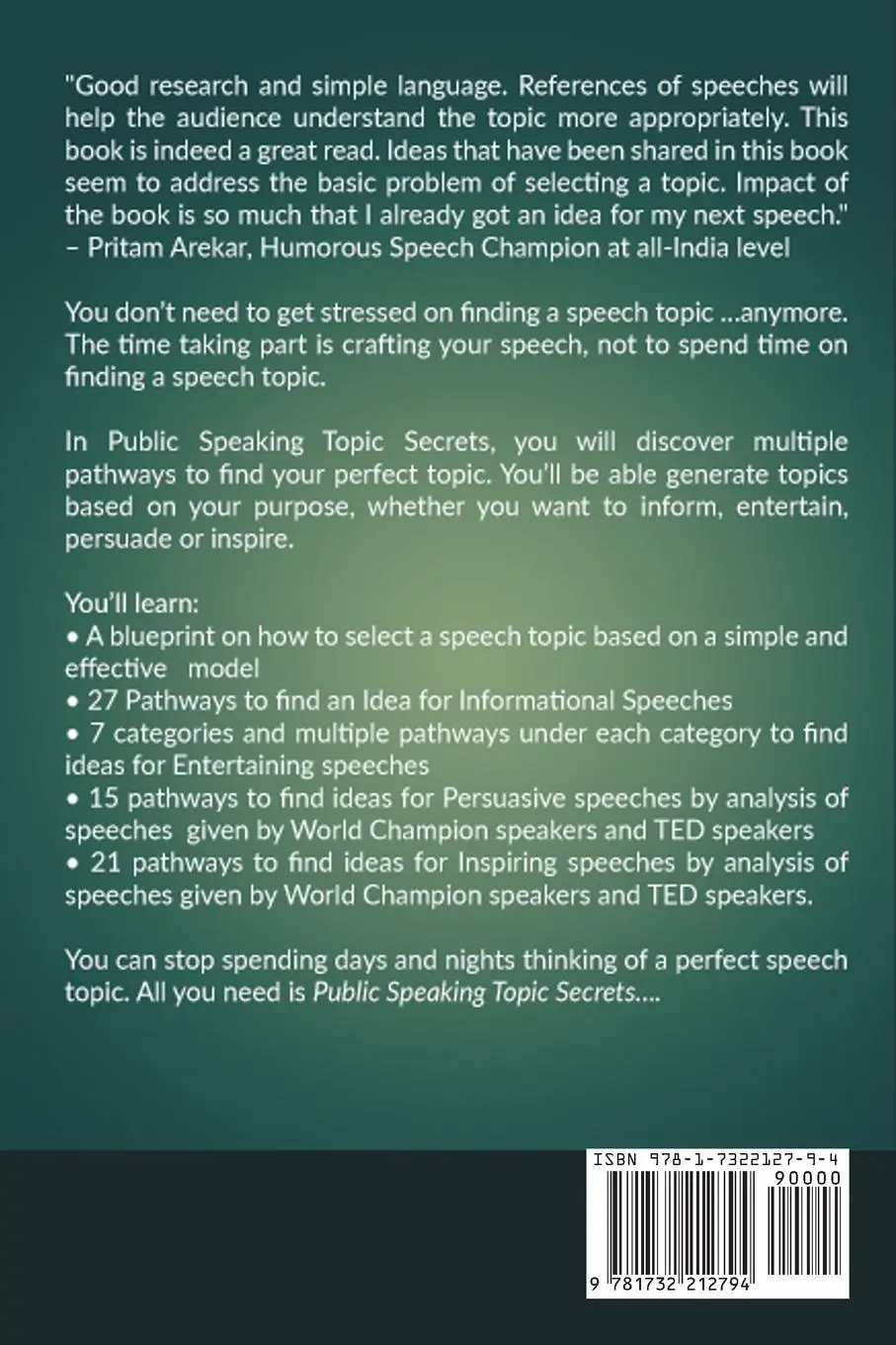 Rückseite: 9781732212794 | Public Speaking Topic Secrets | Ramakrishna Reddy | Taschenbuch | 2019