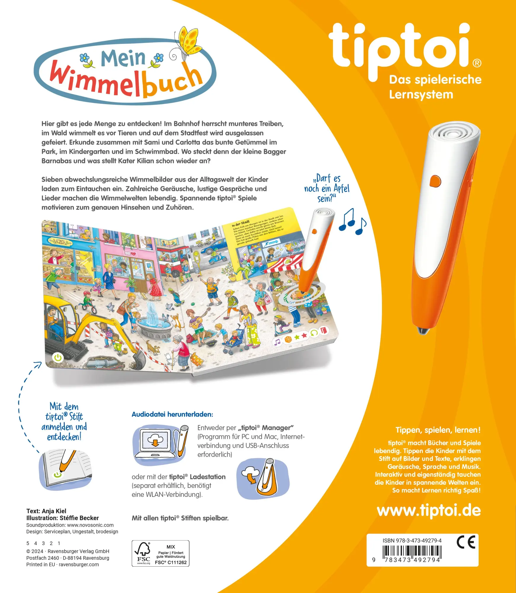 Rückseite: 9783473492794 | tiptoi® Mein Wimmelbuch | Anja Kiel | Buch | tiptoi® | 16 S. | Deutsch