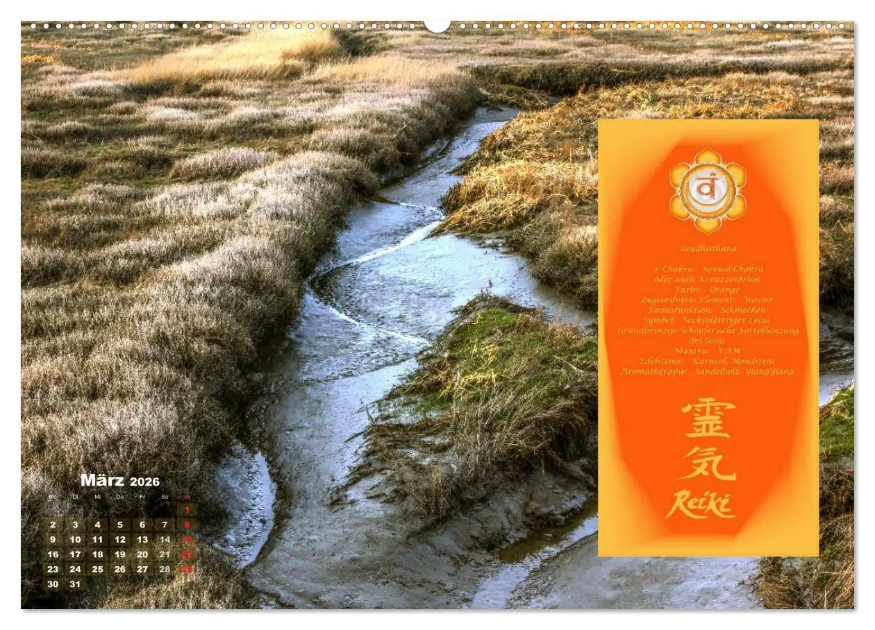 Bild: 9783516052794 | REIKI - Chakrameditation (Wandkalender 2026 DIN A2 quer), CALVENDO...