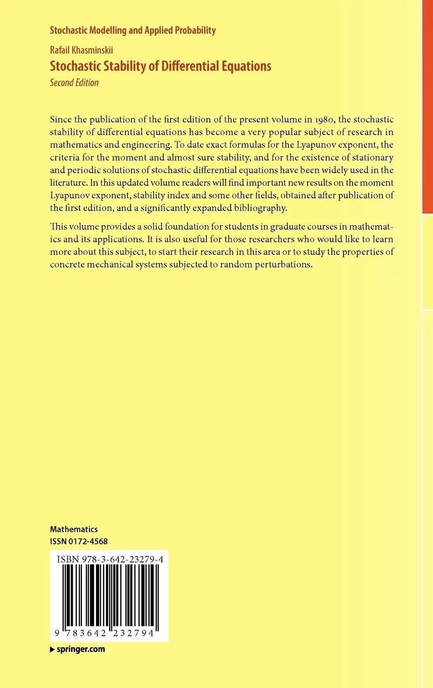 Rückseite: 9783642232794 | Stochastic Stability of Differential Equations | Rafail Khasminskii
