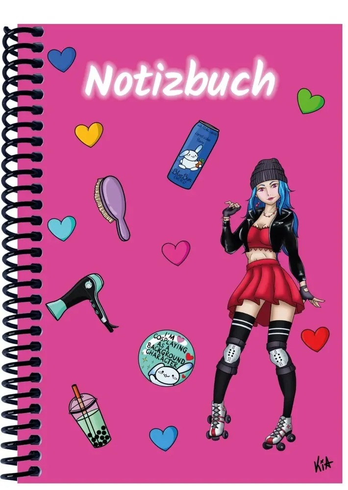 A 5 Notizbuch Manga Enora, pink, kariert