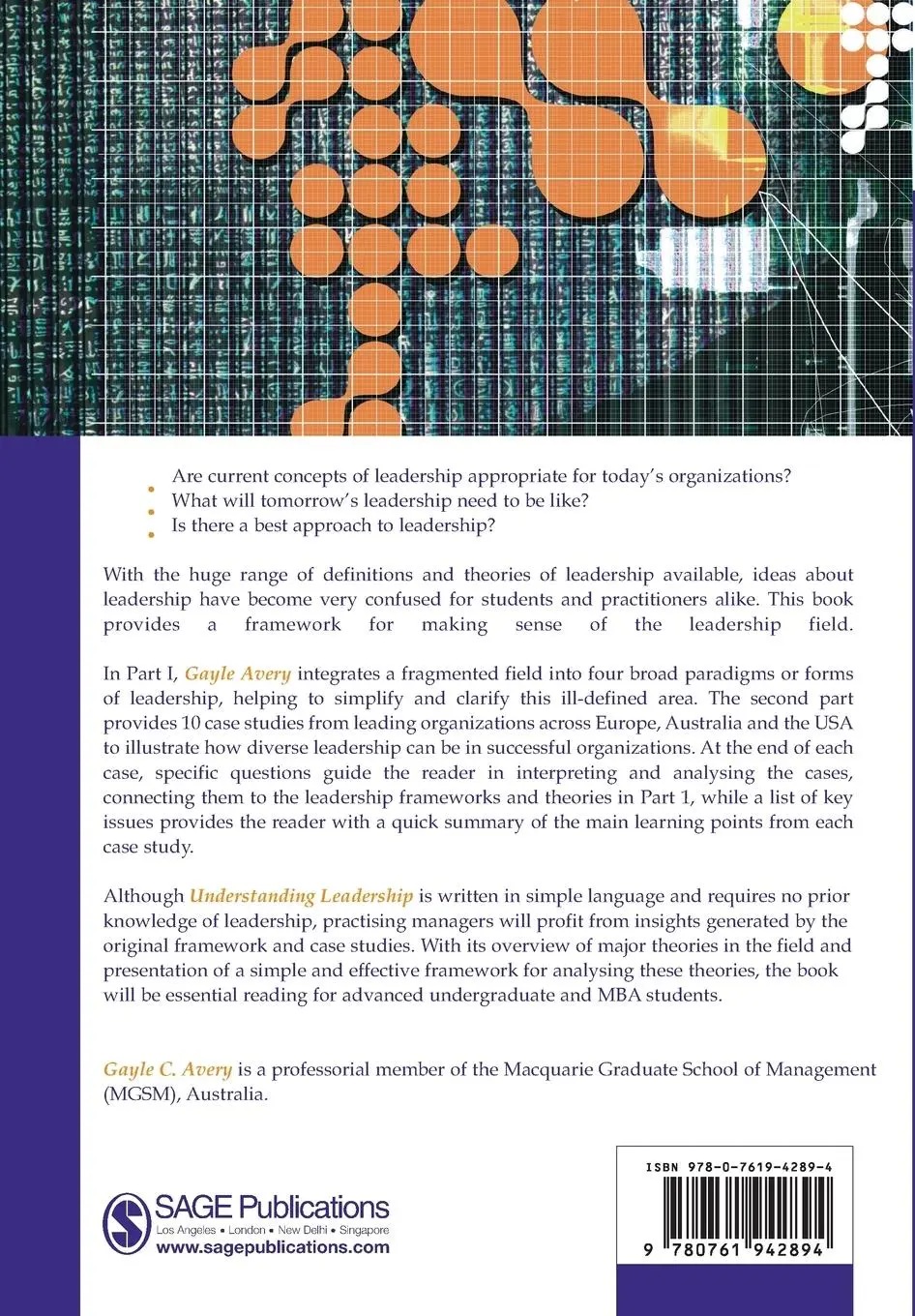 Rückseite: 9780761942894 | Understanding Leadership | Paradigms and Cases | Gayle C Avery | Buch