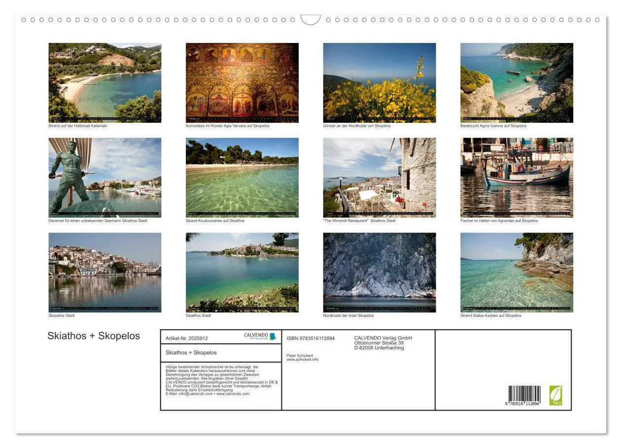 Bild: 9783516112894 | Skiathos + Skopelos (Wandkalender 2026 DIN A2 quer), CALVENDO...