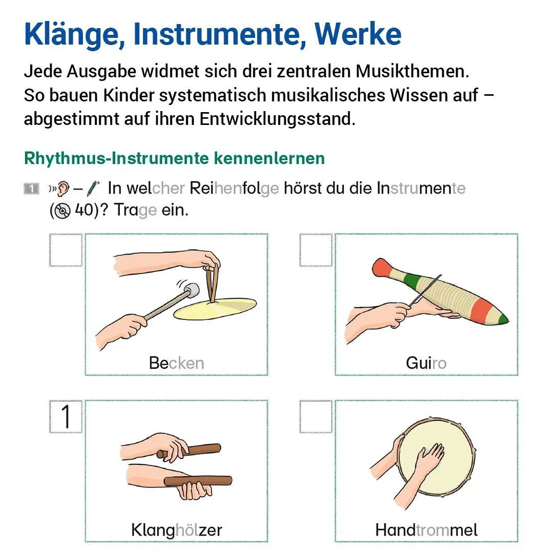 Bild: 9783619172894 | Das Übungsheft Musik 1/2 | Klänge, Instrumente, Werke | Wolfgang Junge